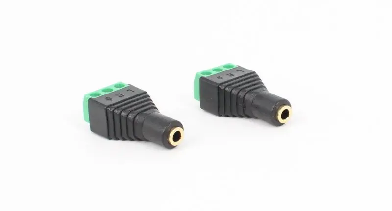 Безприпой позолоченный 3,5 мм аудио двойной звуковой трек USB зеленый клеммный блок двухсторонний голосовой адаптер для наушников
