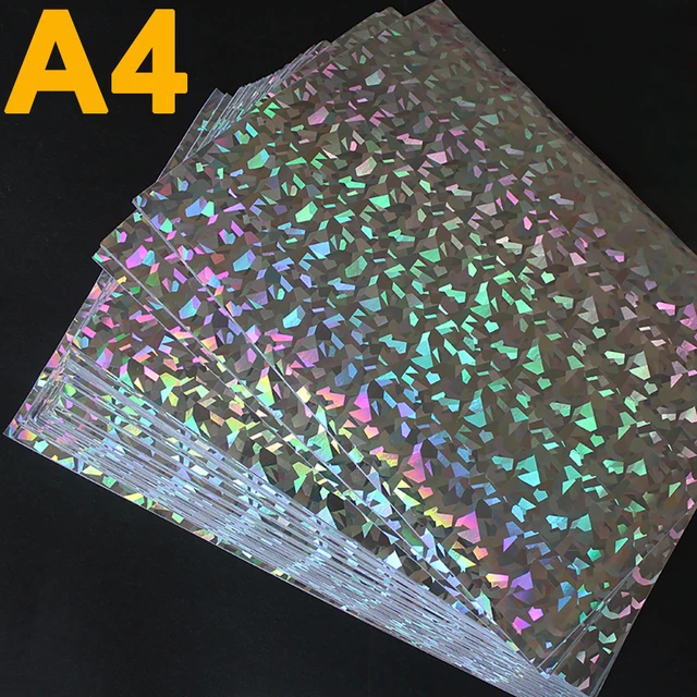 50PK Holographic Printable Vinyl Sticker Paper A4 Transparent White  self-adhesive Copy Paper for Inkjet Printer A4 Printer Paper - AliExpress