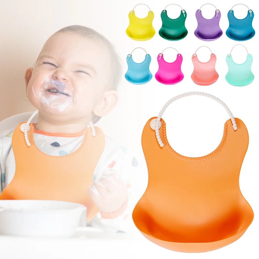 Lovely Infant Baby Kids Silicone Cartoon Bib Baby Lunch Feeding Bibs Waterproof 