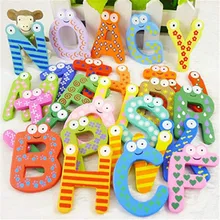 Wooden Fridge Magnet Children Magnetic Sticker Classroom Office Whiteboard Gadget 26 Alphabet Intelligence Development Toy Kids