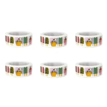 

6pcs Paper Tape Creative Cartoon Ice Cream Safe Beautiful Paper Tape DIY Tape for Craft Photo Albums Scrapbooks