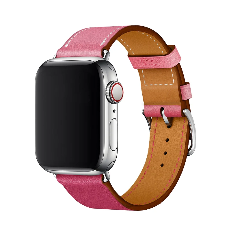 Ремешок Carouse для Apple Watch Series 3/2/1 38 мм 42 мм ремешок из натуральной кожи для iWatch 4 спортивный ремешок для часов 40 мм 44 мм - Цвет ремешка: Deep Rose Red-Rose