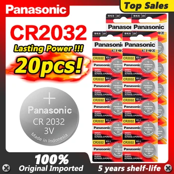 

PANASONIC 20Pcs 3V CR2032 DL2032 KL2032 5004LC SB-T15 Lithium Battery Button Coin Cell For Main Board Remote Control Toy