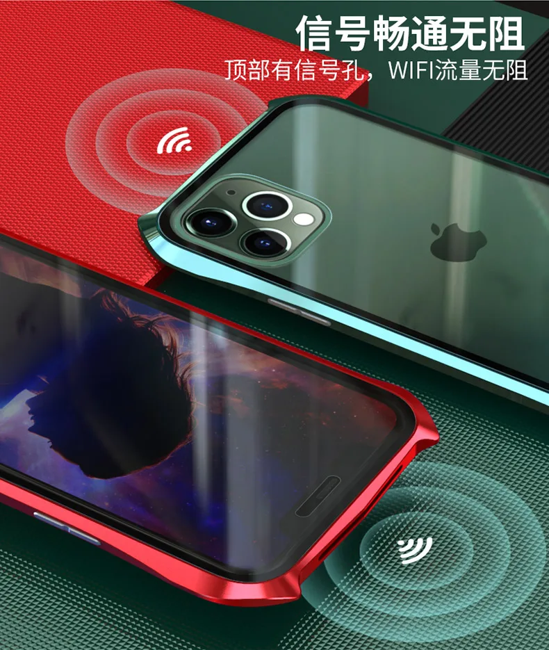 Для iphone 11 Магнитный чехол iphone 11 360 Передний+ задний двухсторонний чехол из закаленного стекла для iphone 11 pro max металлический чехол