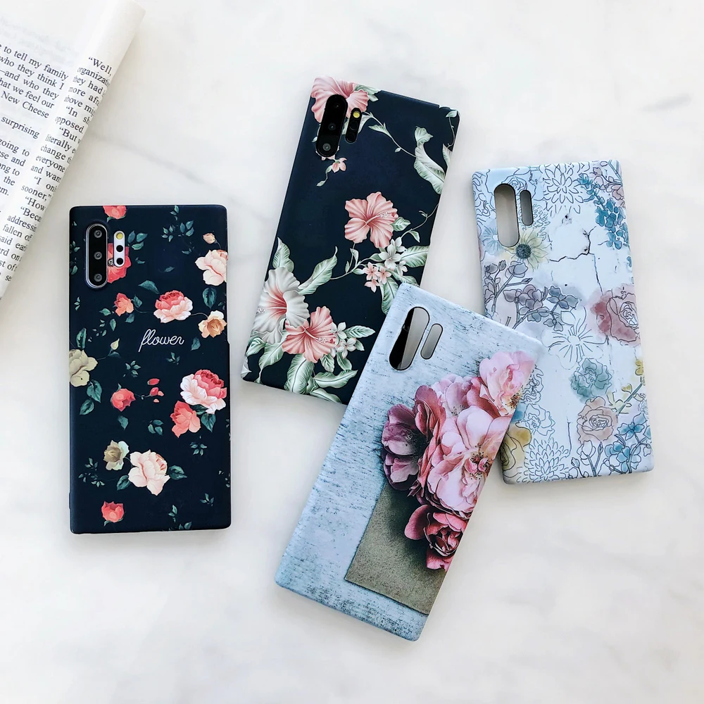 Чехол с цветами для samsung Galaxy S10 S8 S9 Plus ретро цветной Цветочный Жесткий Note10 Note8 9