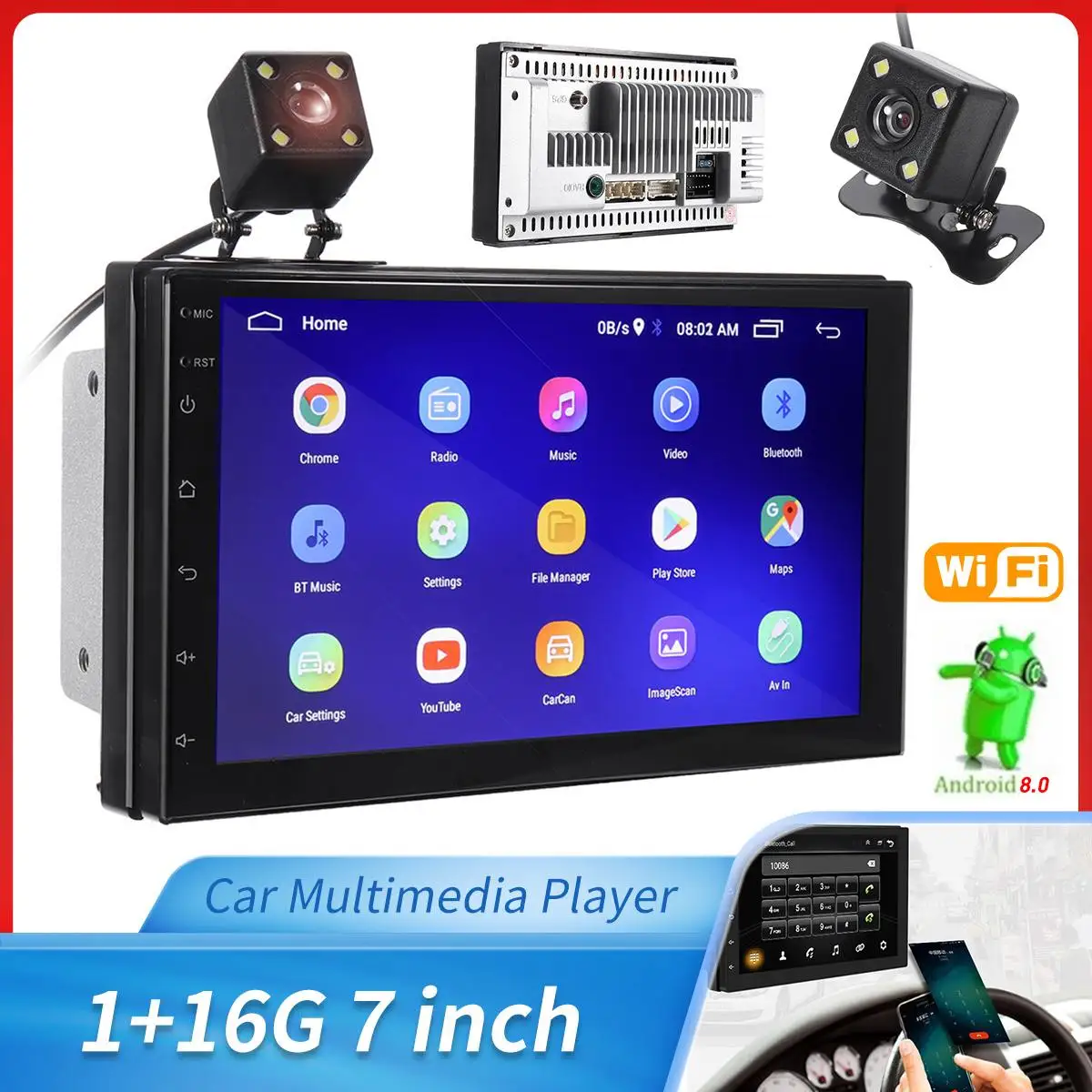 Imars 7 Inch 2 Din For Android 8.0 Car Stereo Radio Mp5 Player 2.5d Screen  Gps Wifi Bluetooth Fm With Rear Camera 4g Eu Stock - Car Multimedia Player  - AliExpress