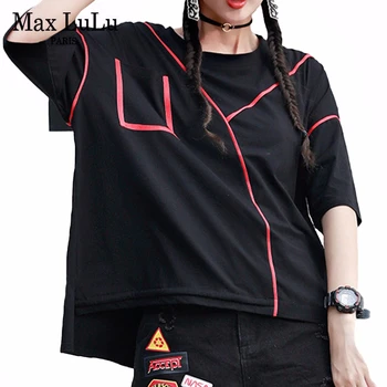 

Max LuLu 2020 Korean Fashion Style Summer Ladies Punk Tops Women Casual Striped Tshirts Female Loose Cotton Tee Shirts Plus Size