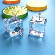 Серьги-гвоздики ручной работы с объемными кубиками льда, простые прозрачные серьги-гвоздики для женщин и девушек, модные ювелирные изделия