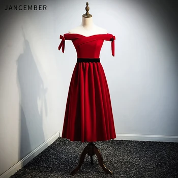 

WLN18456 JANCEMBER cocktail dress party sweetheart neck lace up back short sleeve knee length formal dress платье в пол вечерние