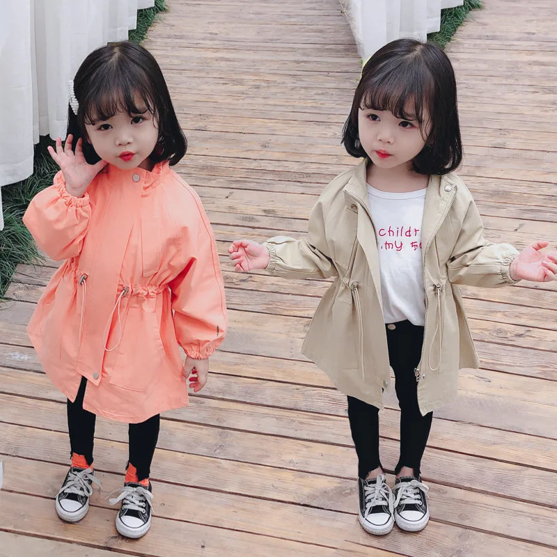 

Girls' Wind Coat Coat Spring And Autumn 2020 New Style Western Style Baby Girls Mid-length Small CHILDREN'S GIRL'S Loose-Fit KID