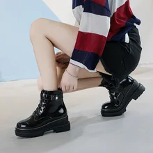 Сезон осень-зима; женские Ботинки martin на танкетке; ботинки на ремешке с пряжкой; теплые ботинки из качественной искусственной кожи; короткие ботильоны; ZZ-70