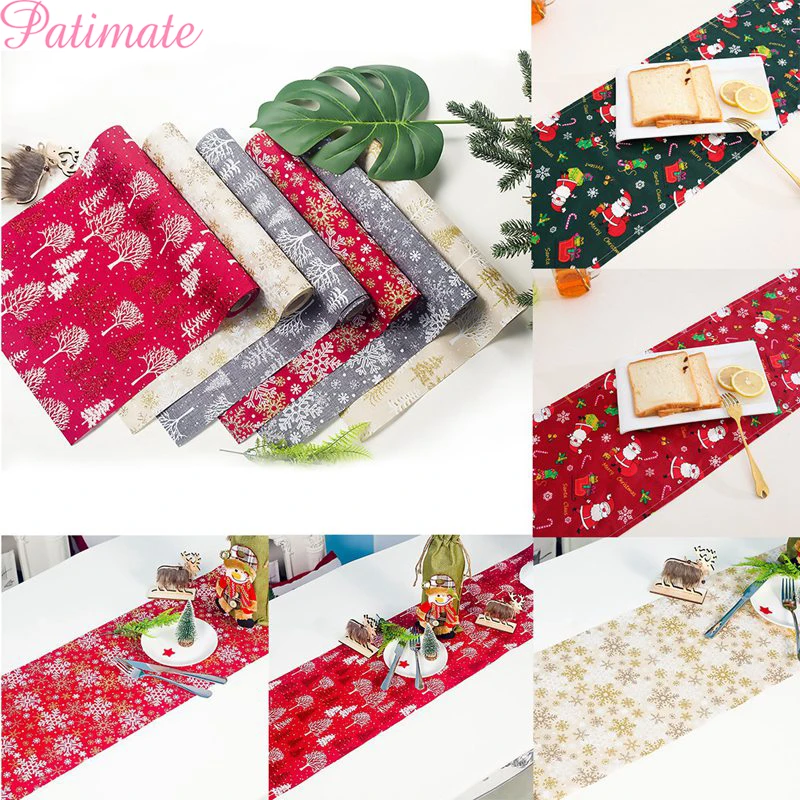 

Christmas Dinning Table Runner Ornaments Christmas Tablecloth Decor Merry Christmas Decorations for Home Xmas New Year Navidad