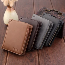 

Men's Short Retro Frosted Wallet Male Solid Color Multi-card Holder Letter Print Money Clip Men Fashion Zipper Coin Purse
