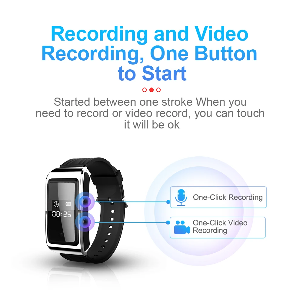 D6 Portable Audio Video Watch Bracelet Business Meeting Video Recorder Bracelet Sound Voice Recorder Recording Bracelet