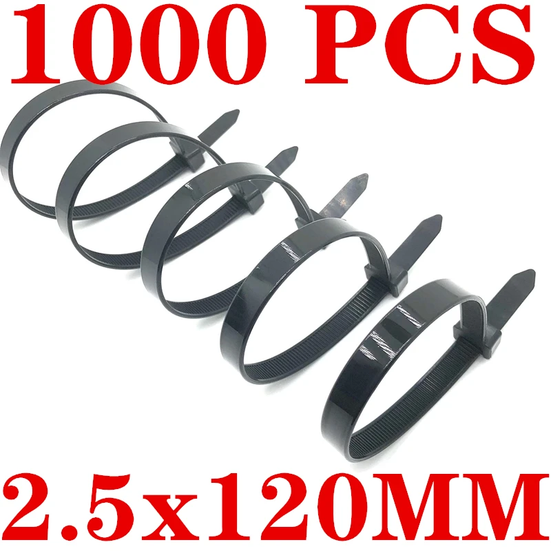 

1000 Pcs Nylon Cable Ties 3X120 Zip Ties Strap Label Marker Velcro Strap Tie Down Strap Slipknot Wraps Colson Reusable Tyraps