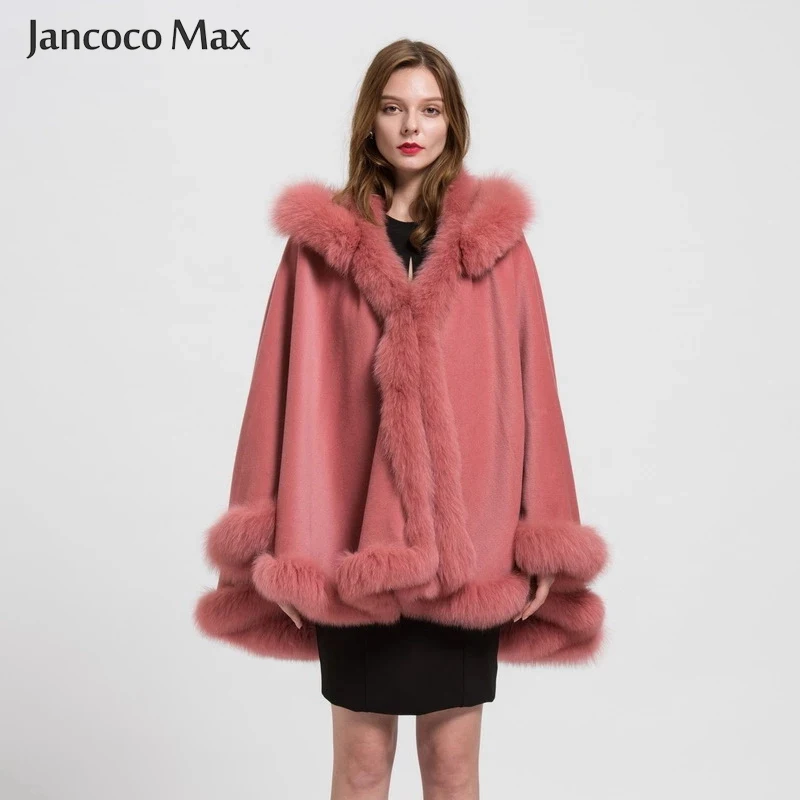 2017 пончо из натурального меха лисы меховой воротник отделка и шерстяная Накидка