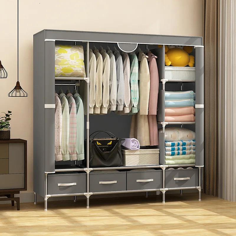 Non Woven Fabric Cloth font b Closet b font Portable Wardrobe Durable Garment Storage Clothing Organizer
