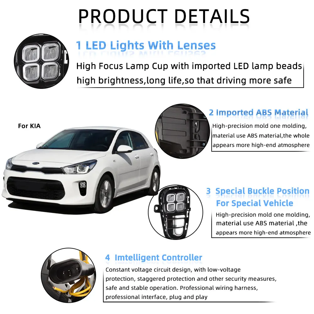 Led Drl Kia Rio 2017 2018 Icin 2019 2020 Far Far Sis Farlari Sis Lambasi Gunduz Farlari Sis Farlari Kapaklari Cerceve Aliexpress