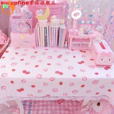 Mantel de algodón y lino con estampado de amor rosa, cubierta para el hogar, toalla, cubierta de mesa, encaje hueco de antependio 5