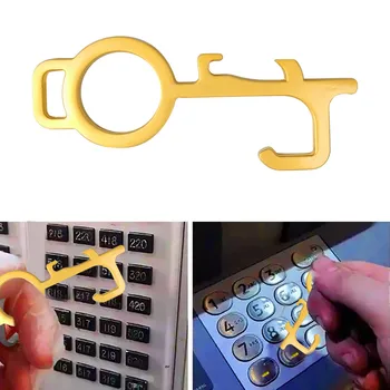 

No Touch Open Door Assistant Portable Hygiene Hand Alloy Edc Door Opener Elevator Door Handle Key Contactless Key Door Tool