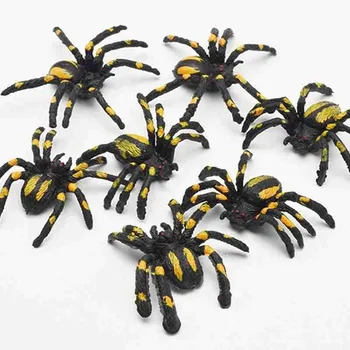 

10pcs/lot Novelty Children Simulation Spiders Model Scary Trick Toy Plastic Fake Spiders Insect Halloween Party Decorative Props