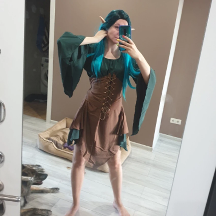 Vestido renacentista para mujer, traje Medieval EIf Fairy elfo, conjunto de  vestidos de corsé, ropa de Halloween - AliExpress