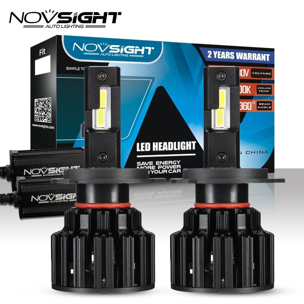 NOVSIGHT H11 H4 H7 светодиодный лампы 6000K для автомобильных фар 9005 HB3 9006 HB4 H8 H9