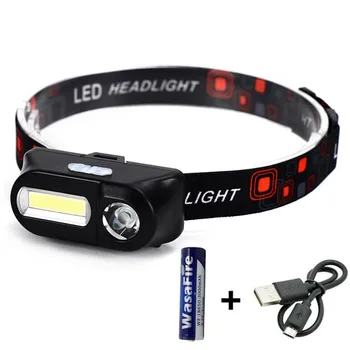 

Wasafire Mini COB+XPE LED Headlight 6 Modes USB Charging Headlamp Frontal Flashlight Camping Hunting Head Lamp By 18650 Battery