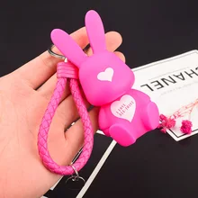 Милый виниловый брелок кролик пушистый шар кулон в форме колокольчика брелок мультфильм Пары маленькие подарки