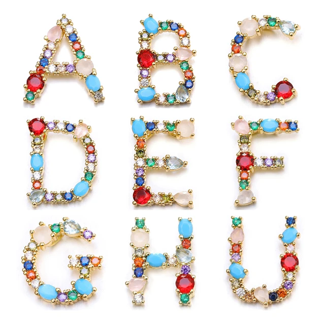 letter Charm cz Charms for Jewelry Making Supplies 26 Letter Accessories  Finding Diy Bracelet Necklace Earring Charms Mosaic CZ