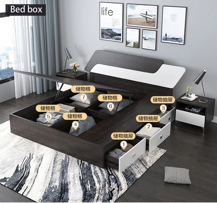 Bed frame Modern Beds with box Home Bedroom Furniture camas lit muebles de dormitorio yatak mobilya quarto bett