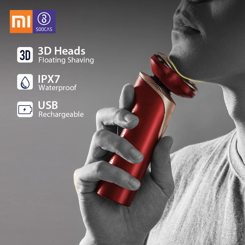 Xiaomi Mijia SOOCAS S3 электробритва для сухого влажного бритья Беспроводная USB перезаряжаемая Водонепроницаемая бритва с 3 режущими головками для мужчин