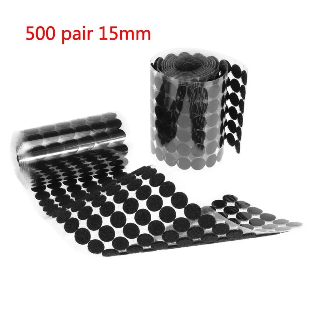 100/500/1000 пары двойная клейкая поверхность с двух сторон крепежной ленты, крючки, станок и петли, диски для Сумки обувь Костюмы Зонты 10/15/20 мм - Цвет: 500 pairs 15mm