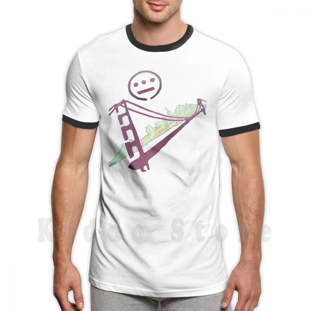 Stencil Golden Gate San Francisco Contorno T Shirt Fai Da Te Big Size 100% Cotone Geroglifico Sf 49Ers Bay Bay Area Golden Golden