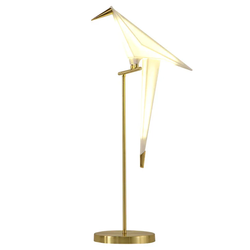 Gold floor lamp Современный дизайн с птицами, светодиодный напольный светильник, художественный декор, прикроватная настольная лампа для чтения, для спальни, студийный стенд, оригами, светильник - Цвет абажура: Gold floor lamp