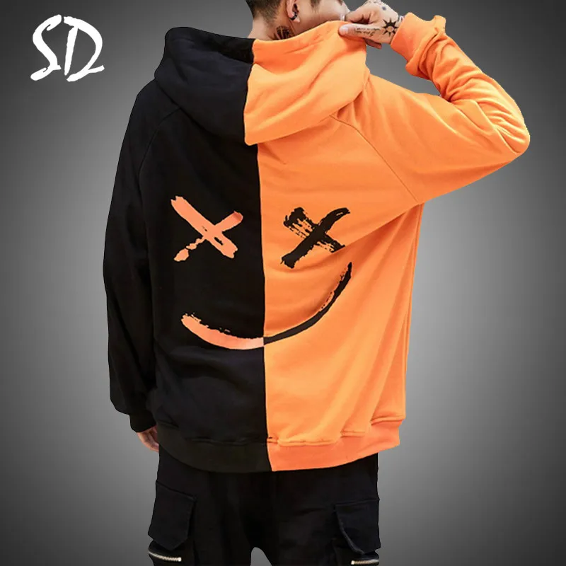 Мужские толстовки 2019 модная толстовка с капюшоном и принтом смайлика хип-хоп