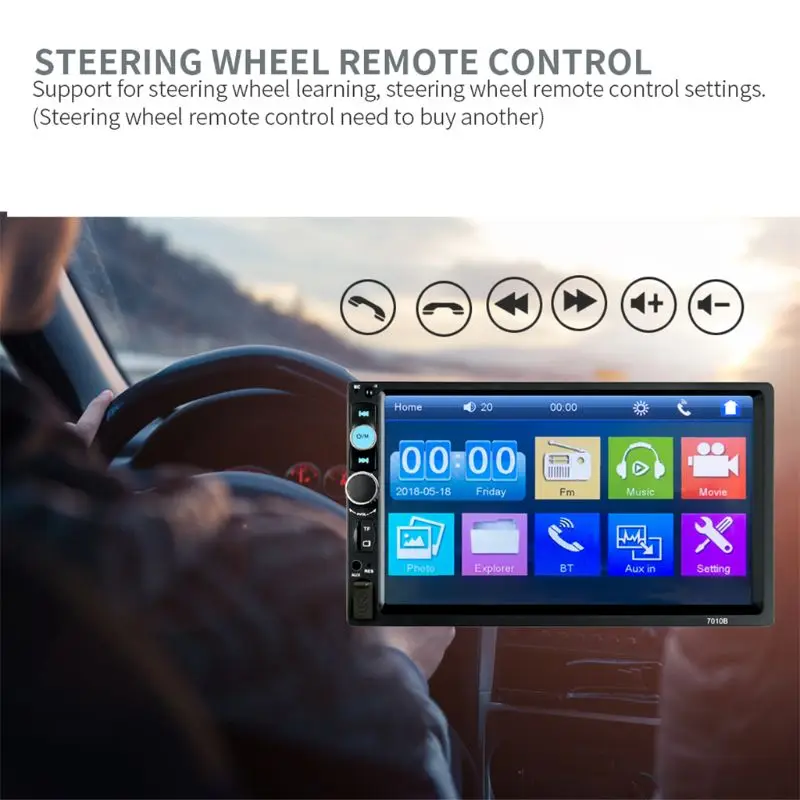 

2 Din Car Video Player 7 inch Touch Screen Multimedia MP5 Bluetooth FM Radio