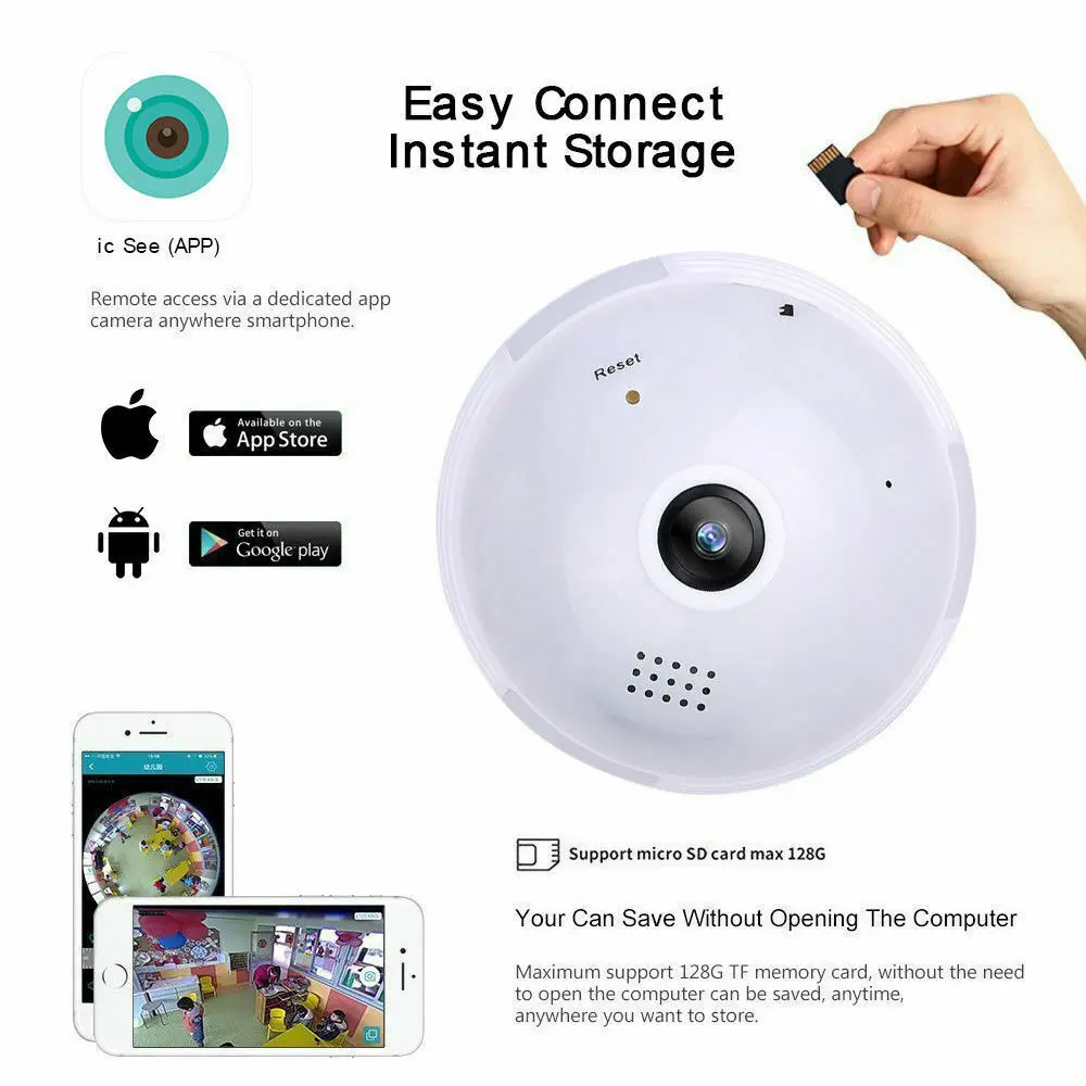 Беспроводная панорамная Скрытая камера рыбий глаз 960P Wi Fi 360 °|Камеры
