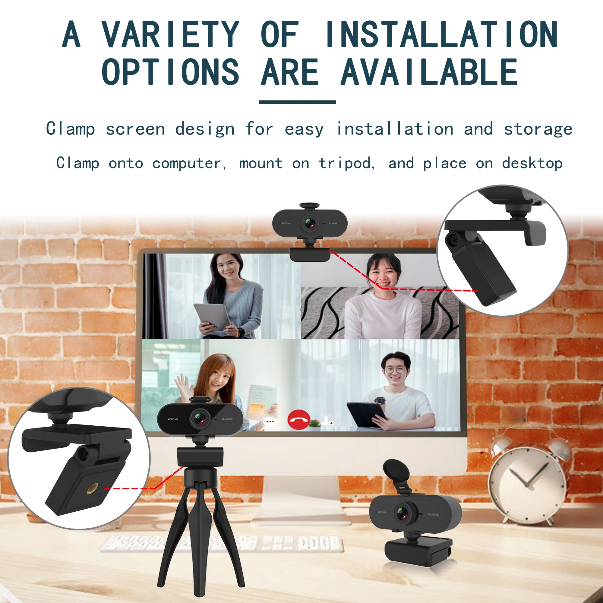 Веб камера 2K USB Full HD 1080P с микрофоном для ПК компьютера Mac ноутбук Настольный Skype