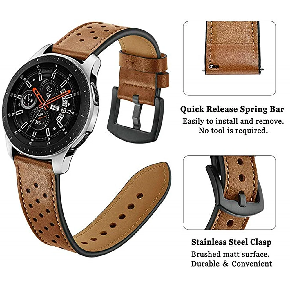 Ремешок для Gear S3 Frontier кожаный браслет Samsung Galaxy watch 46 мм huawei GT 22 Amazfit Stratos|watch strap|bracelet