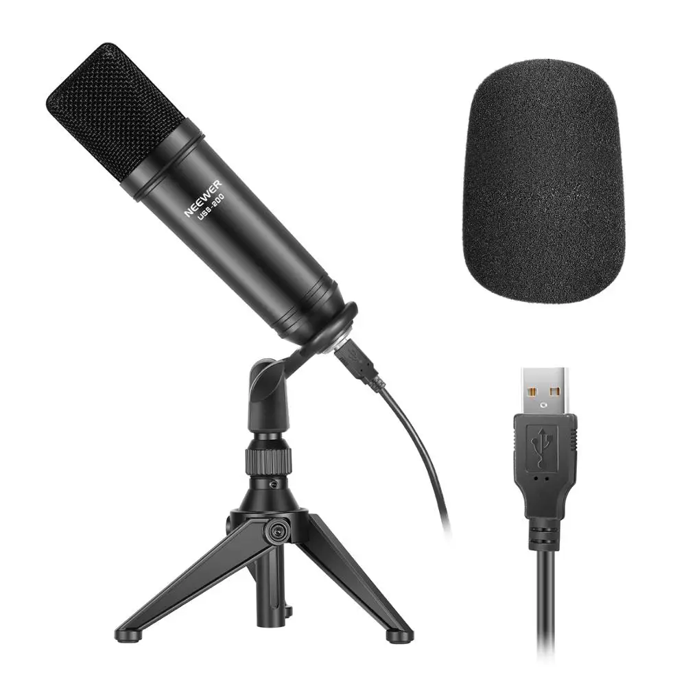 Neewer USB200 USB микрофон комплект 192 кГц/24 бит Plug & Play кардиоидный конденсаторный с