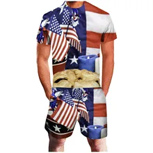 Aliexpress - Men’s Summer Sports Sets American Flag Cookies 3D Printing Short Sleeve T-shirt+Shorts Men’s Sets Independence Day Set ropa 2021