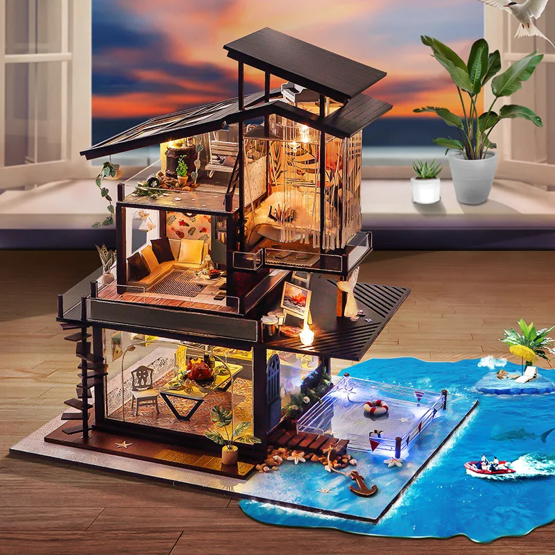 

Tian yu DIY Hut Valencia Coast Handmade Assembled Villa Model Christmas Birthday Gift