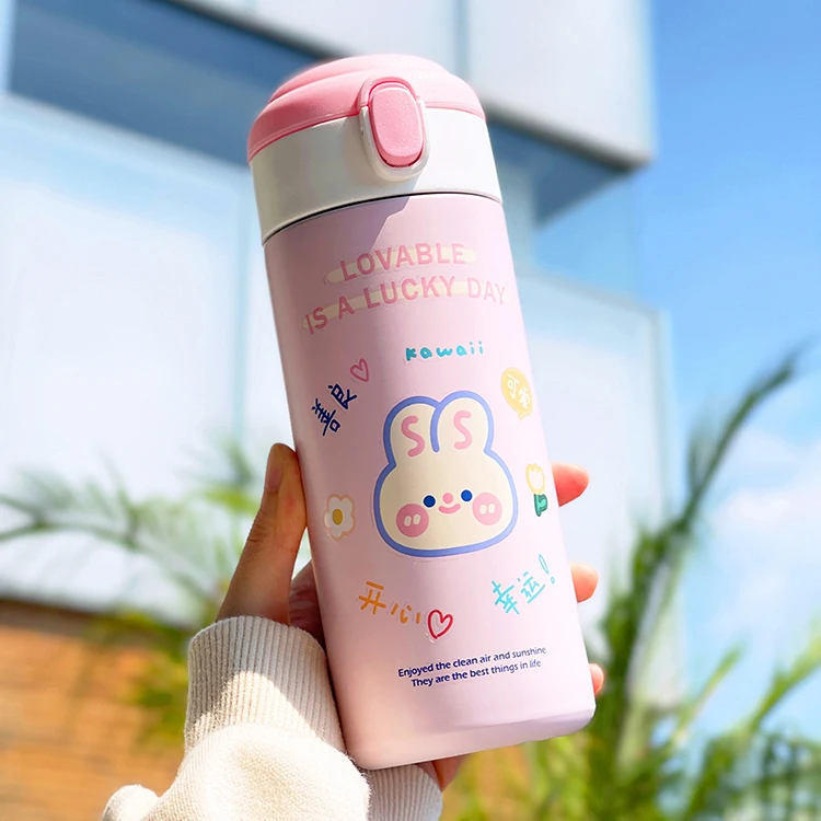 Kawaii Stainless Steel Water Bottle For Children Thermos Cute Insulated  KoreanThermal Cup For Hot Cold Drink Tea Milk 350/500ml - AliExpress