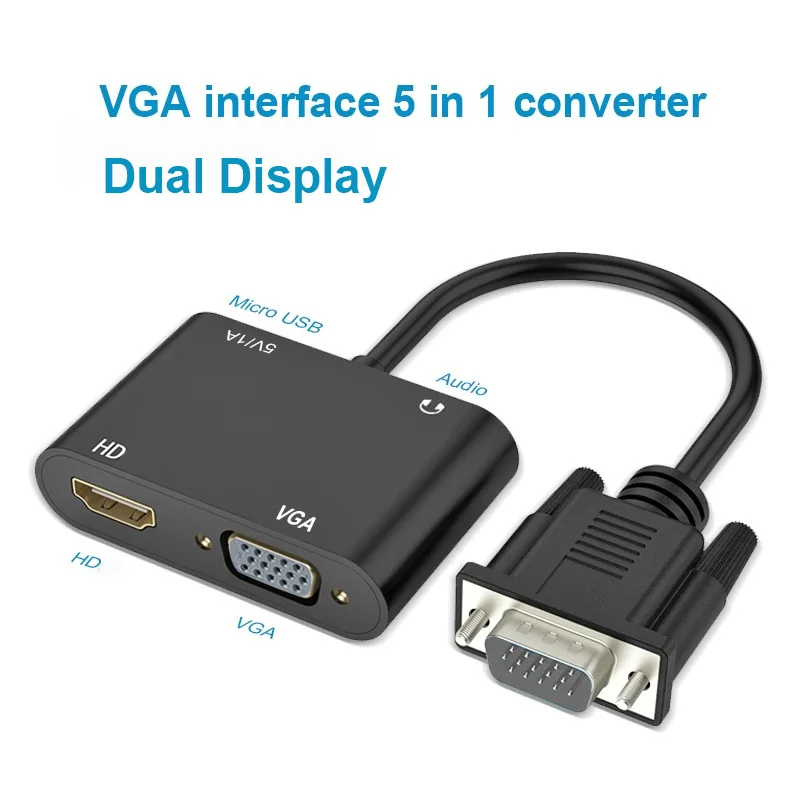 bifald Kirurgi pasta Vga To Hdmi-compatible Adapter Vga Splitter With 3.5mm Audio Video Converter  Dual Display For Laptop Pc To Projector Tv Monitor - Converters - AliExpress