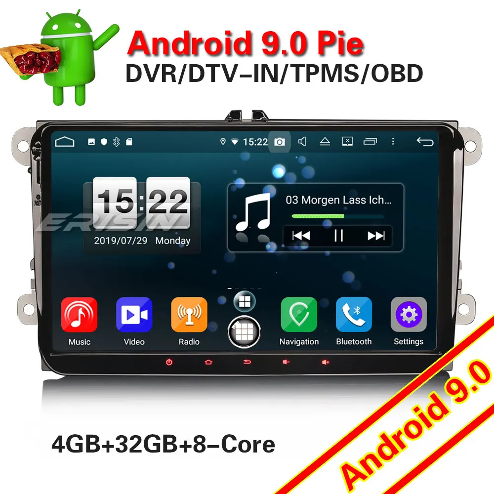 7791 Android 9,0 стерео для VW Golf 5 6 Touran T5 Touran Skoda TPMS wifi Авторадио мультимедийный плеер Canbus