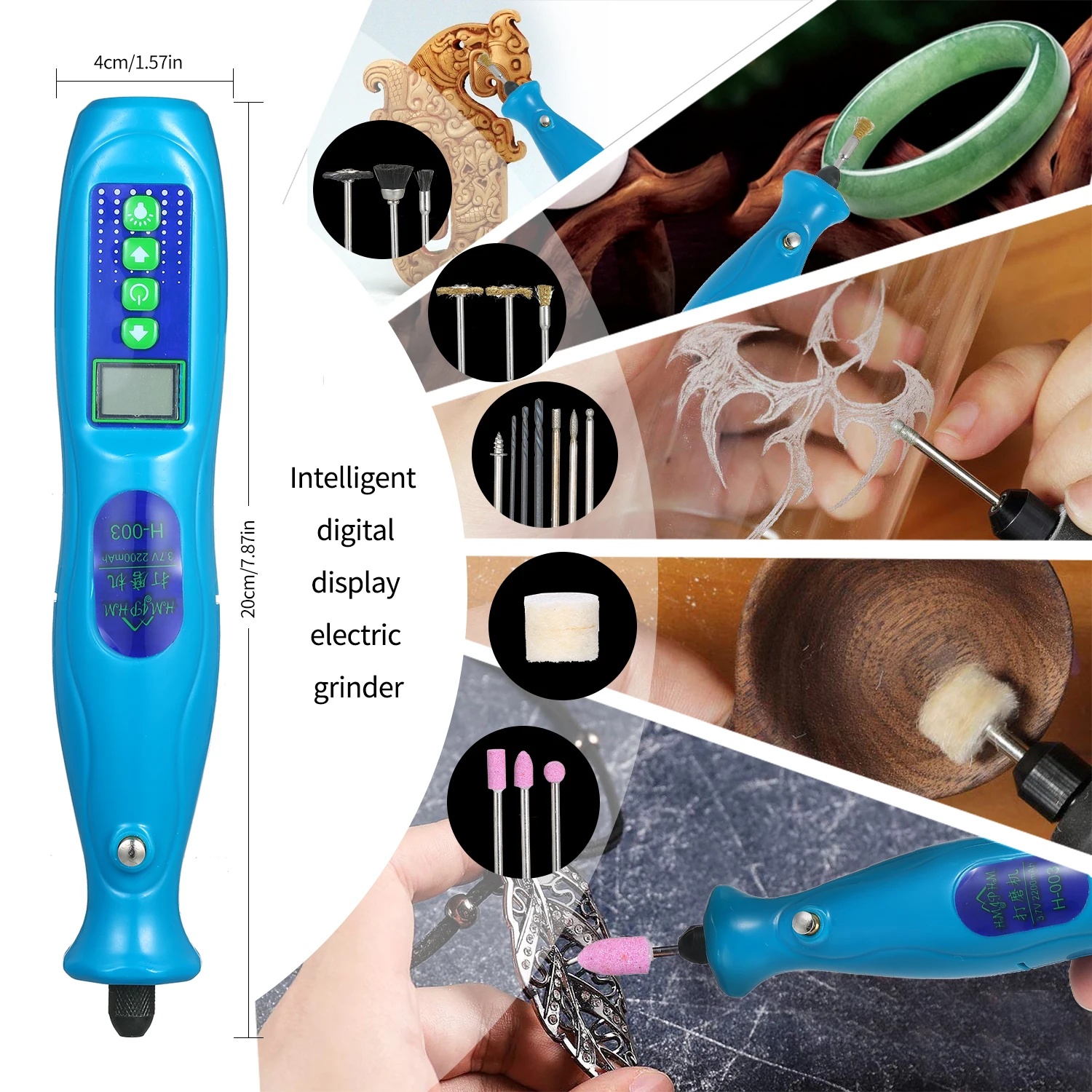 

Intelligent Digital Electric Grinder Speed Adjustable Digital Display Screen LED Lighting Electric Grinder H-003 Turquoise