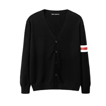 Осенний и зимний мужской хлопковый свитер, вязаный кардиган, высокое качество, модный контрастный цвет, Повседневный, v-образный вырез, тонкая секция, длинный рукав