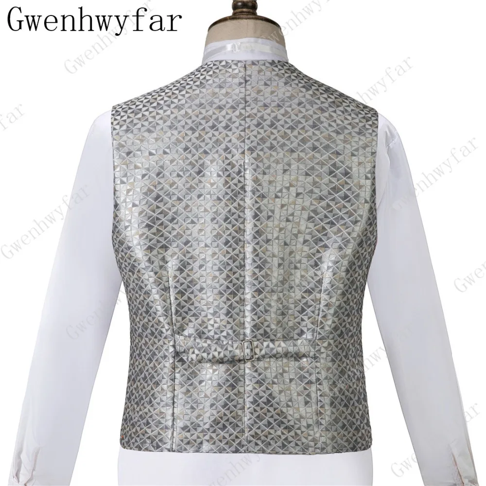 Gwenhwyfar жаккард с бриллиантами, стиль, воротник, высокое качество(куртка+ брюки+ жилет), свадебные смокинги для выпускного, костюмы для мужчин, Terno Masculino