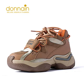 

DONNAIN Fashion Platform Sneakers for Women Camel Black Women's Running Shoes Autumn Casual Chunky Dad Shoes Round Toe Flat Shoe